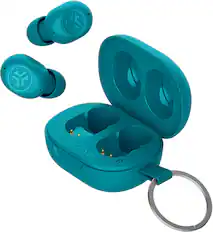 Angle. JLab - JBuds Mini True Wireless Earbuds - Aqua.