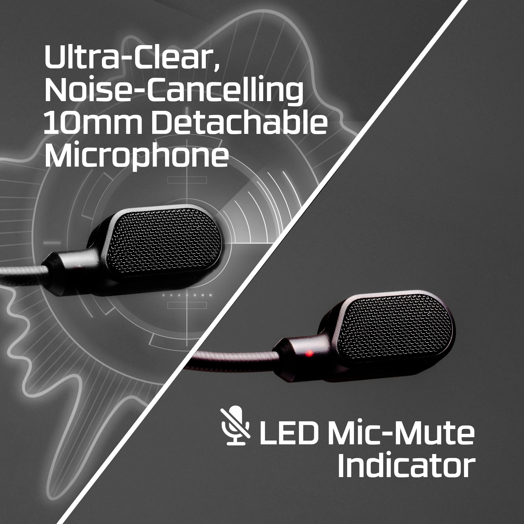 Ultra-Clear, Noise-Cancelling 10mm Detachable Microphone LED Mic-Mute Indicator