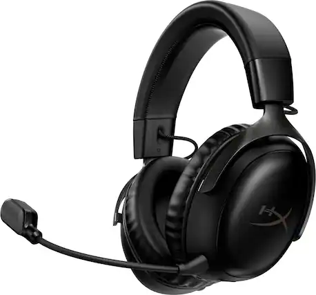 Front. HyperX - Cloud III Wireless Gaming Headset for PC, PS5, PS4, and Nintendo Switch - Black.