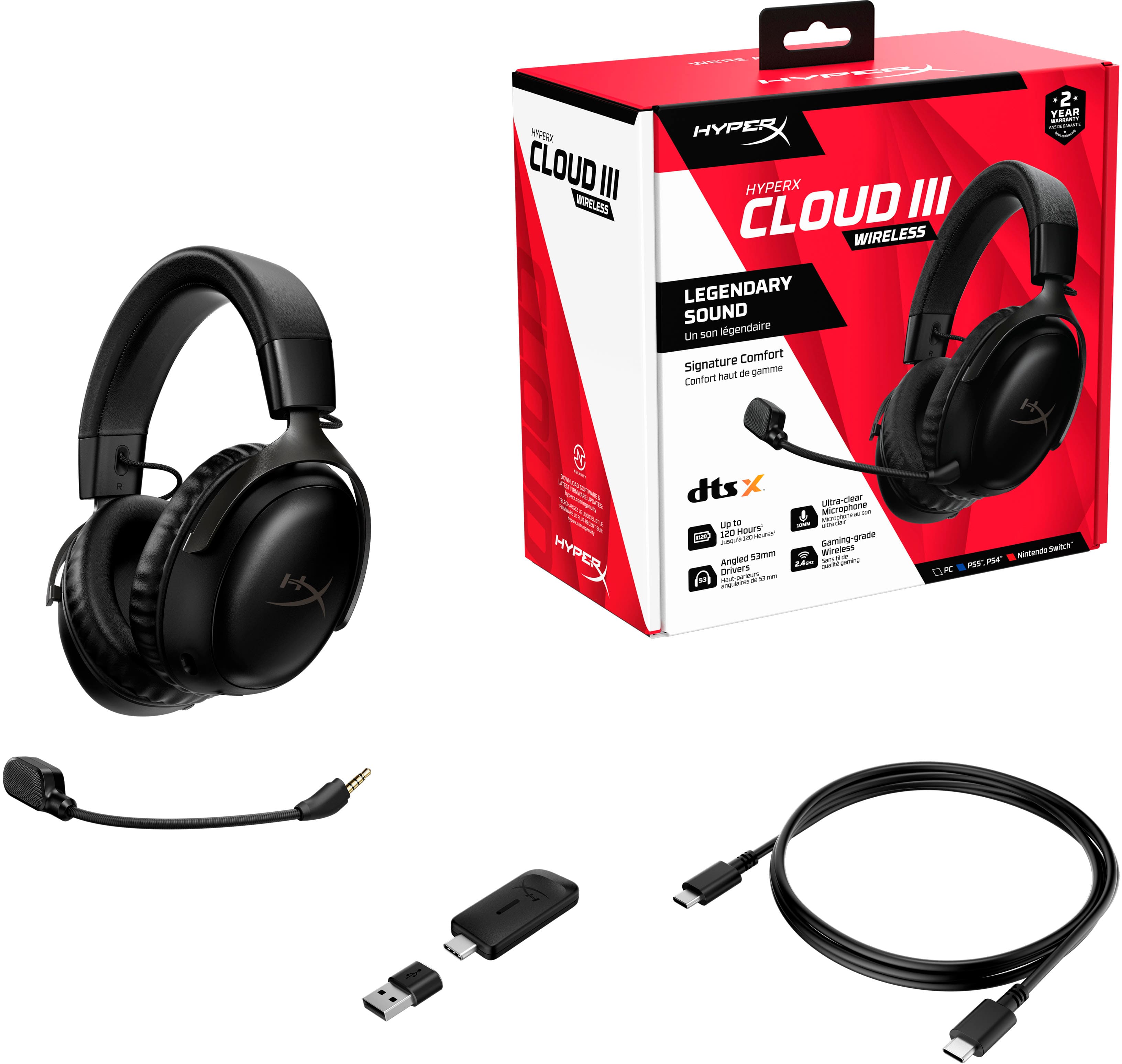 Alt View 15. HyperX - Cloud III Wireless Gaming Headset for PC, PS5, PS4, and Nintendo Switch - Black.