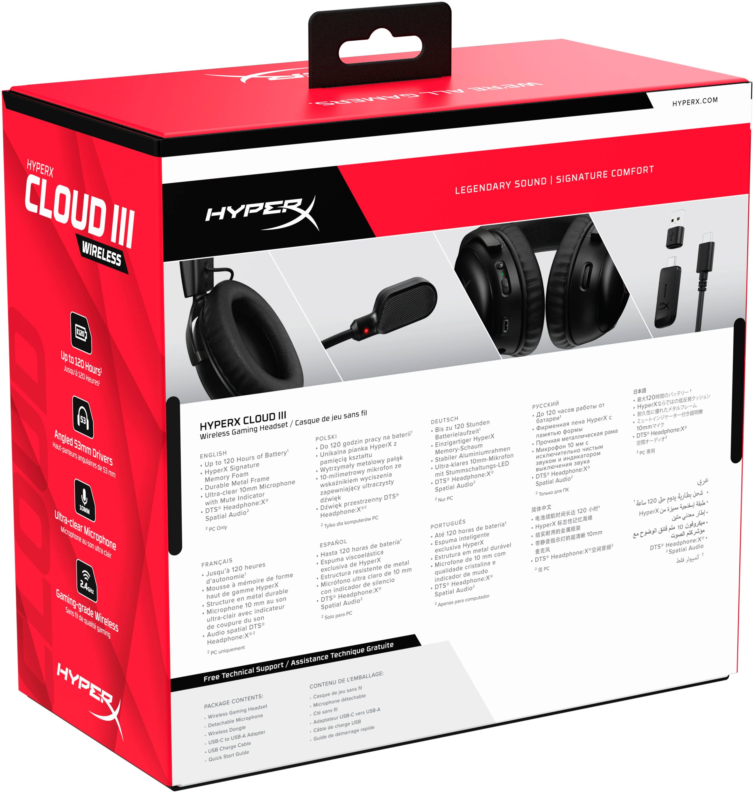 Alt View 17. HyperX - Cloud III Wireless Gaming Headset for PC, PS5, PS4, and Nintendo Switch - Black.