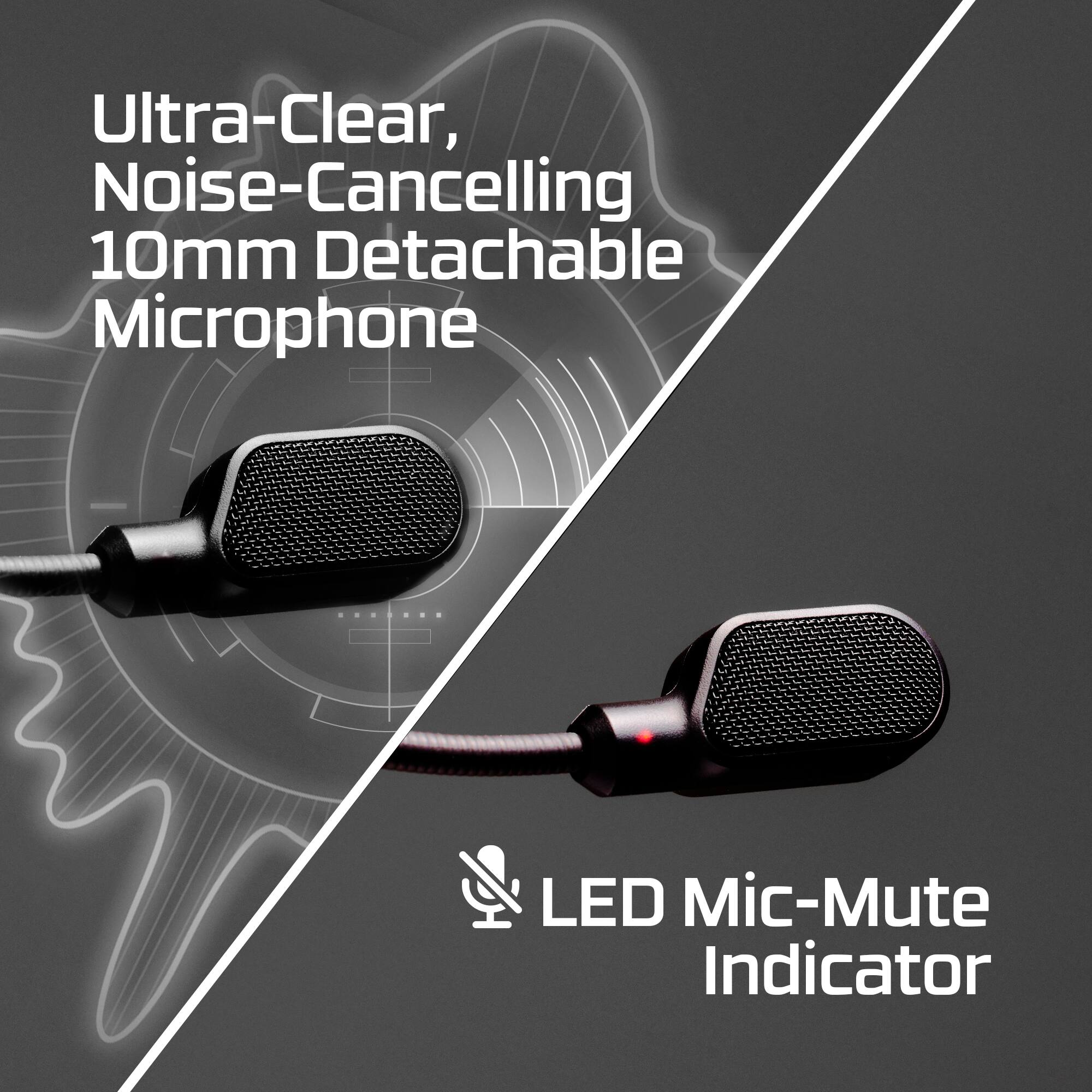 Ultra-Clear, Noise-Cancelling 10mm Detachable Microphone LED Mic-Mute Indicator
