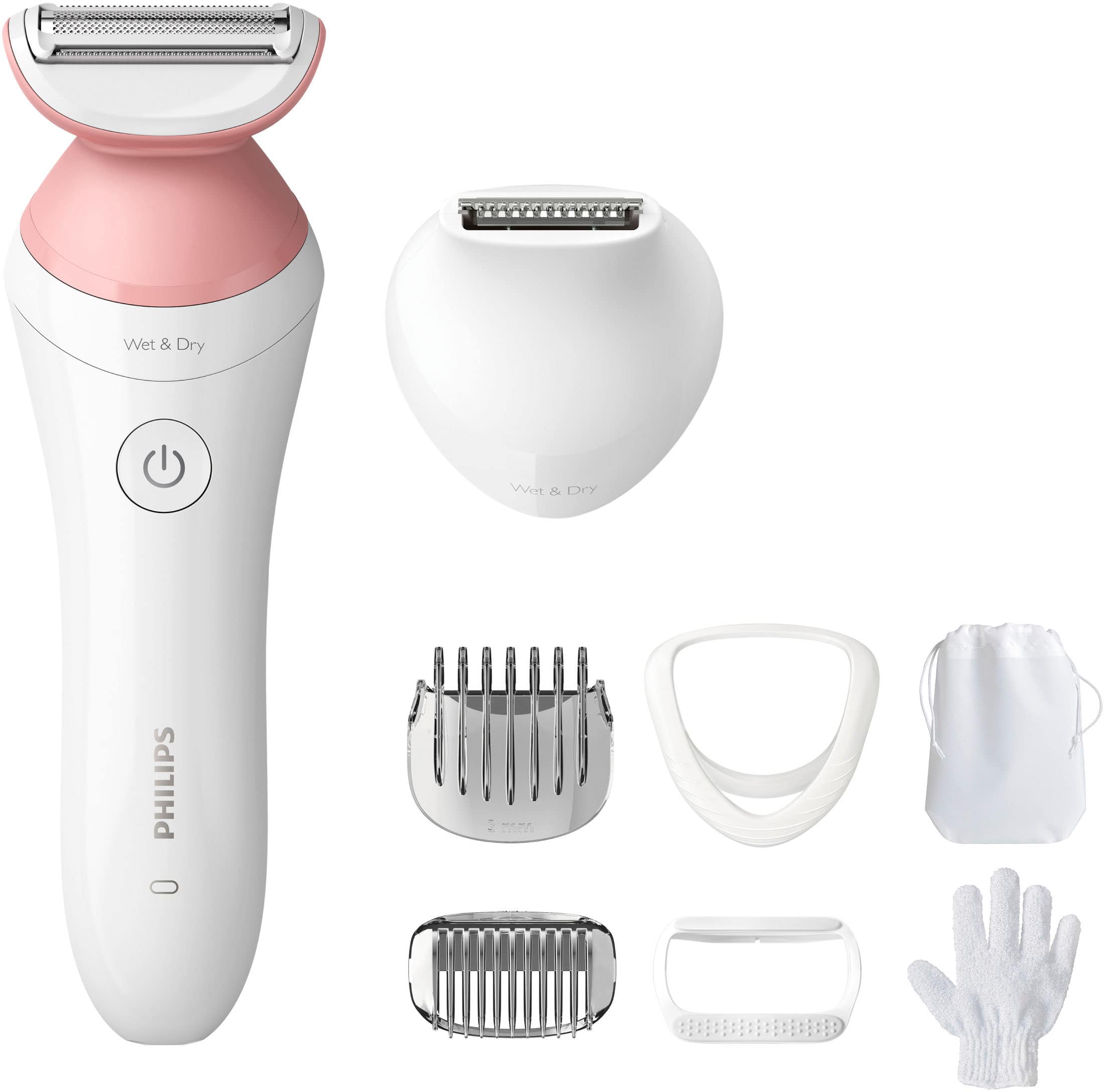 Philips - Lady Electric Shaver Series 6000, Cordless with 7 Accessories - White - Angle_Zoom