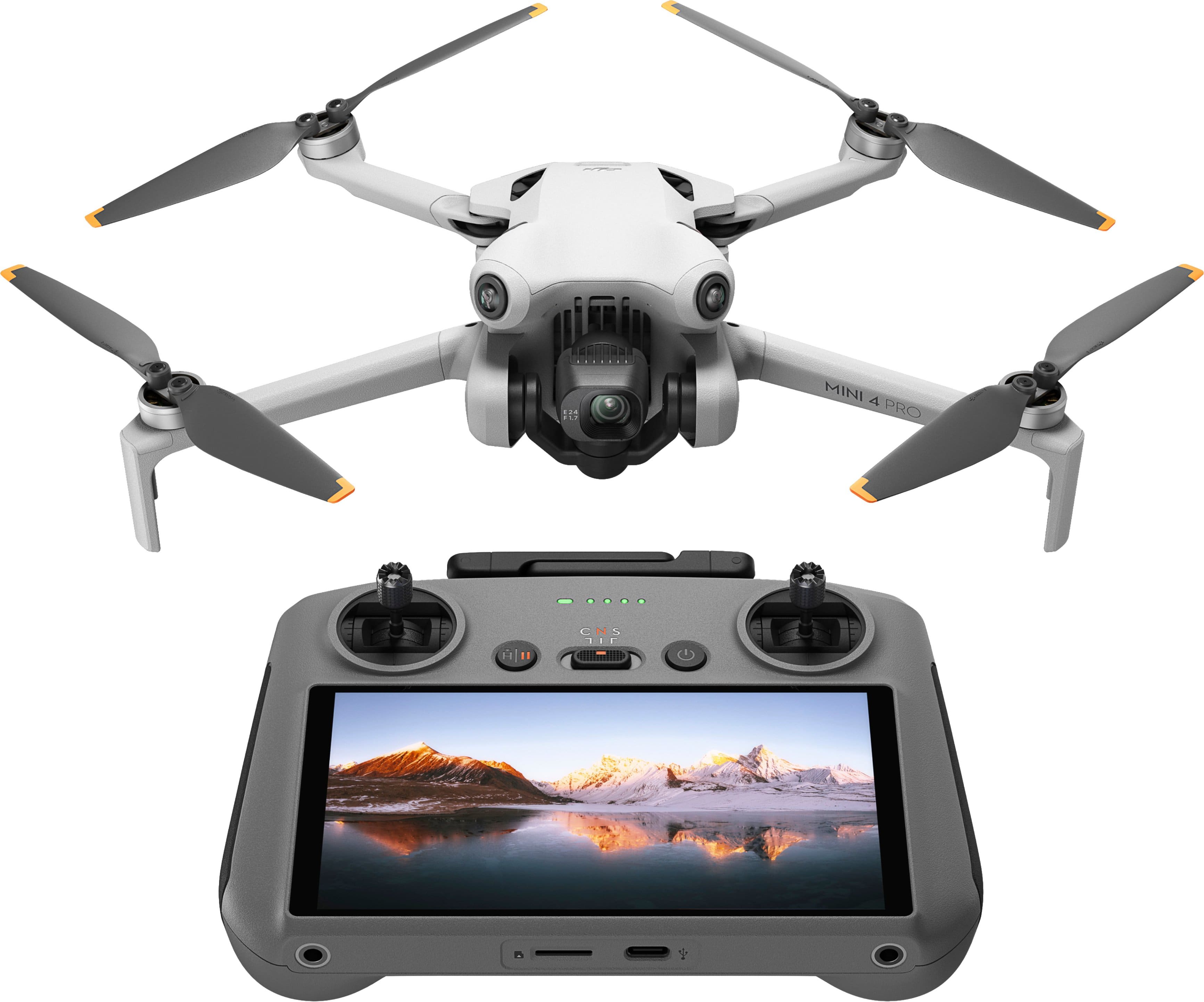 Front. DJI - Mini 4 Pro Drone and RC 2 Remote Control with Built-in Screen - Gray.