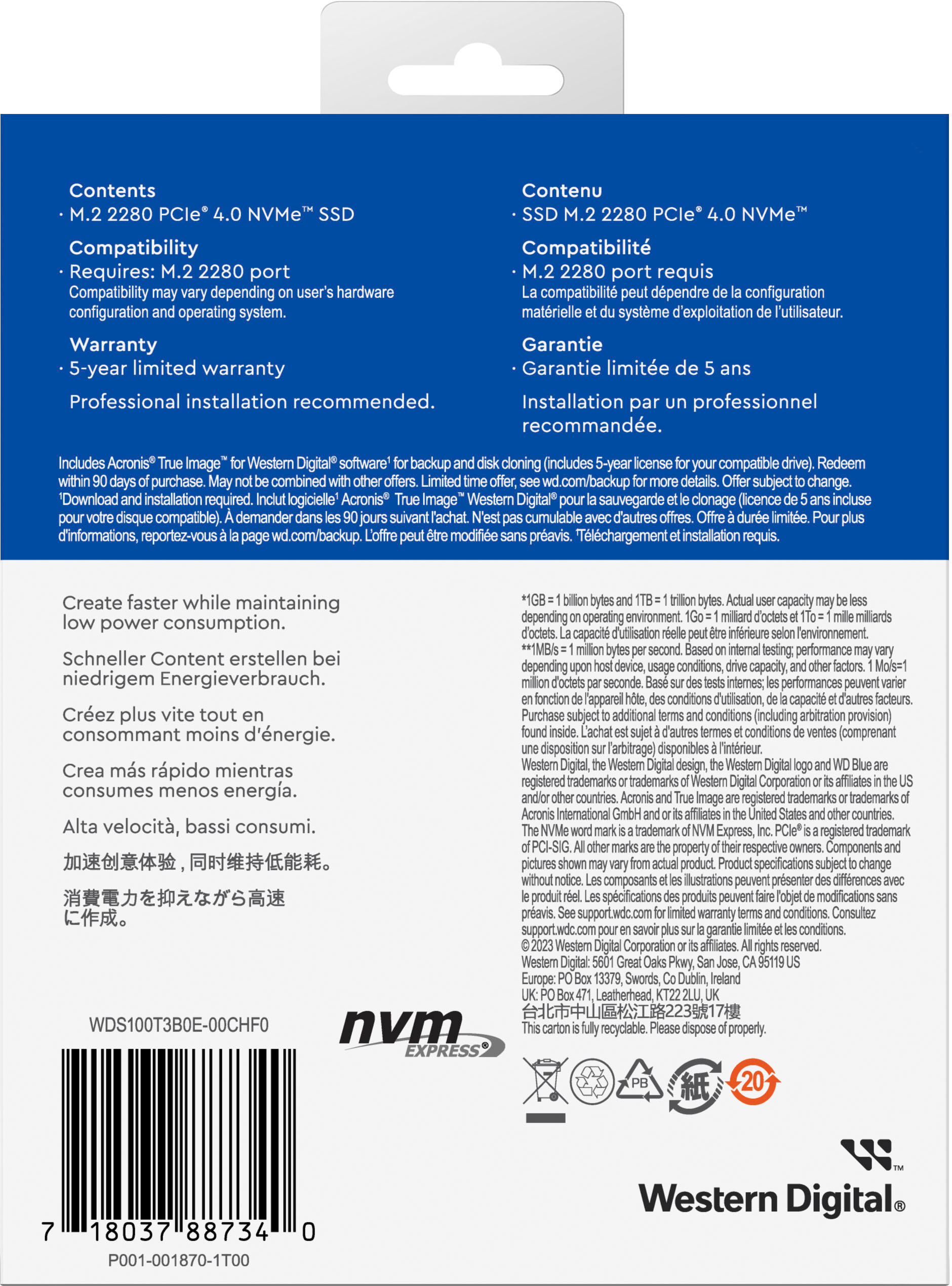 Best Buy: WD Blue 1TB Internal SSD SATA WDBNCE0010PNC-WRSN