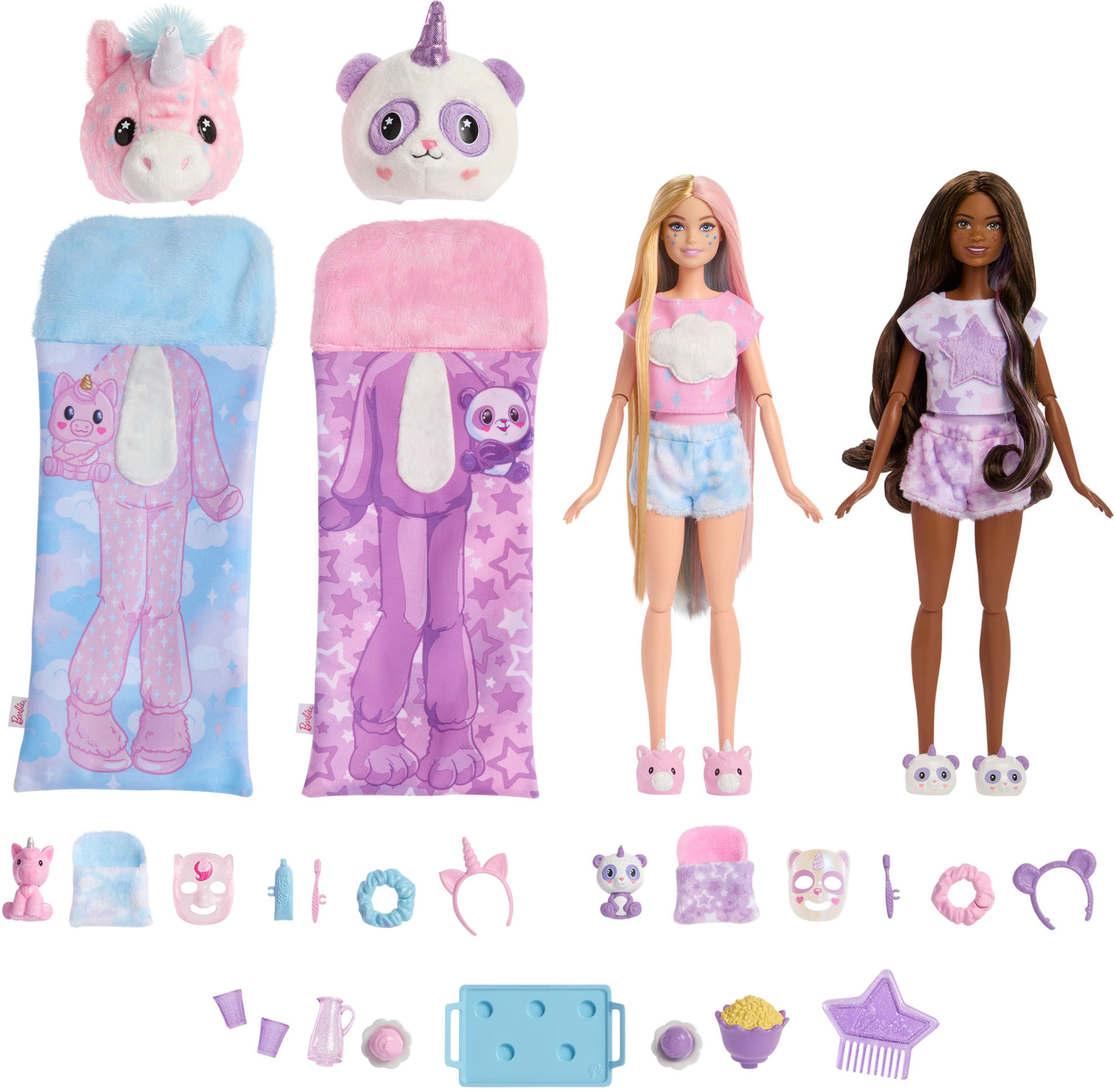 Barbie - Cutie Reveal Cozy Cute Tees Slumber Party Gift Set with Dolls