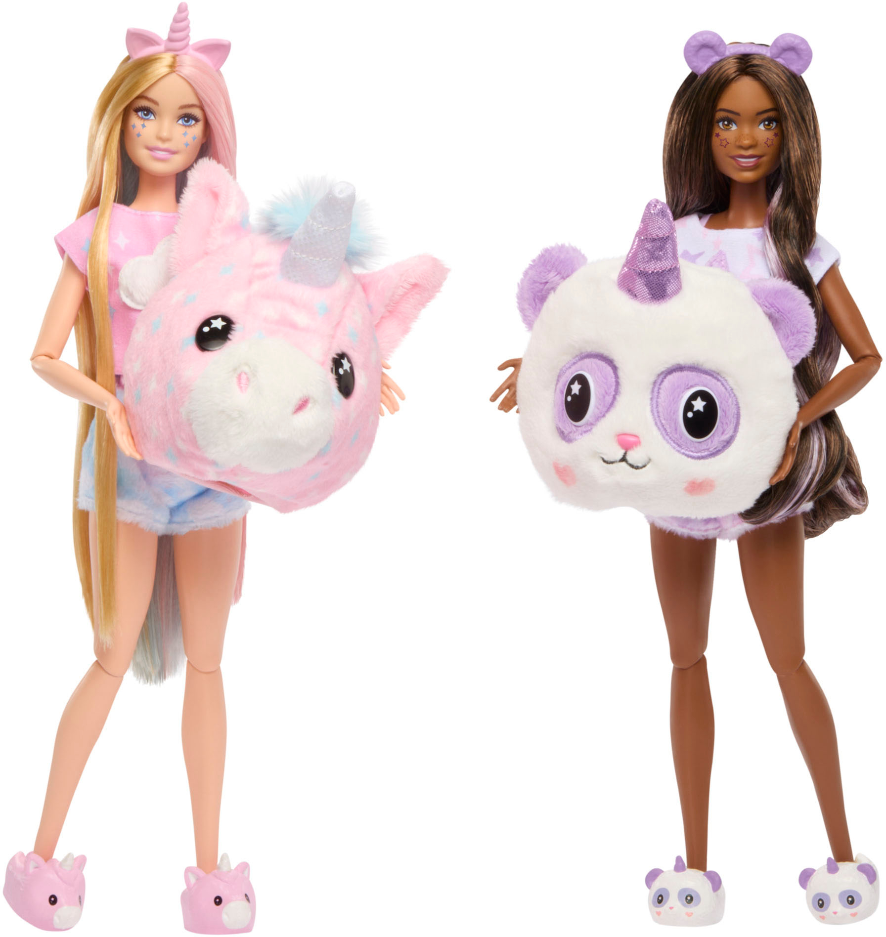 Left View: Barbie - Cutie Reveal Cozy Cute Tees Slumber Party Gift Set with Dolls - Multicolor