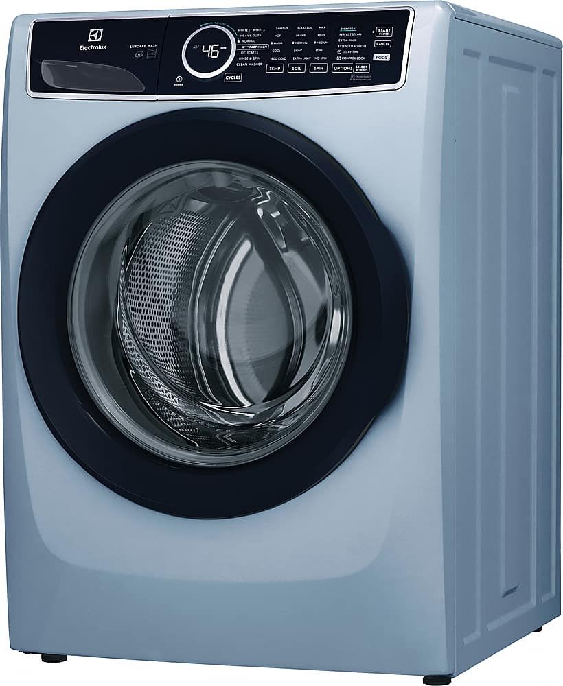 Angle. Electrolux - 4.5 Cu. Ft. Front Load Washer with Steam and LuxCare Wash - Glacier Blue.