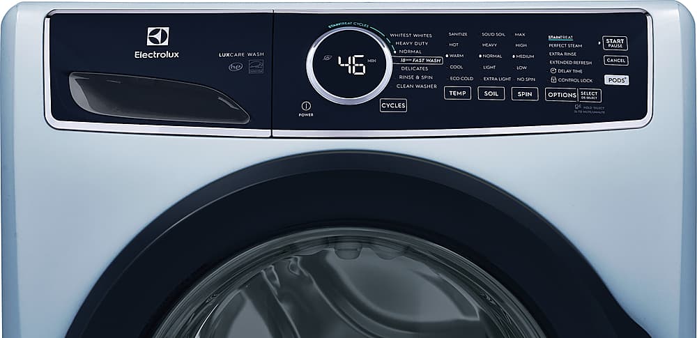 Alt View 3. Electrolux - 4.5 Cu. Ft. Front Load Washer with Steam and LuxCare Wash - Glacier Blue.