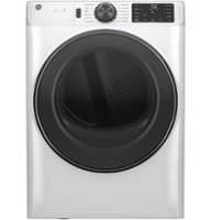 GE - 7.8 cu. Ft. Stackable Smart Electric Dryer with Steam - White - Front_Zoom