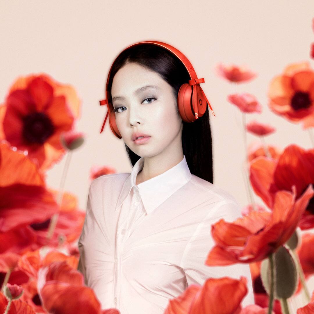 Alt View 5. Beats - Solo 4 JENNIE Special Edition - Wireless On-Ear Headphones - Ruby Red.