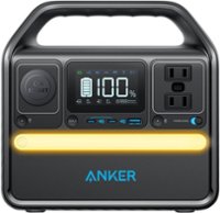 Anker - SOLIX 522 Portable Power Station 299Wh Quiet & Eco-friendly Battery Powered Generator for Camping, Emergency Home Backup - Black - Front_Zoom