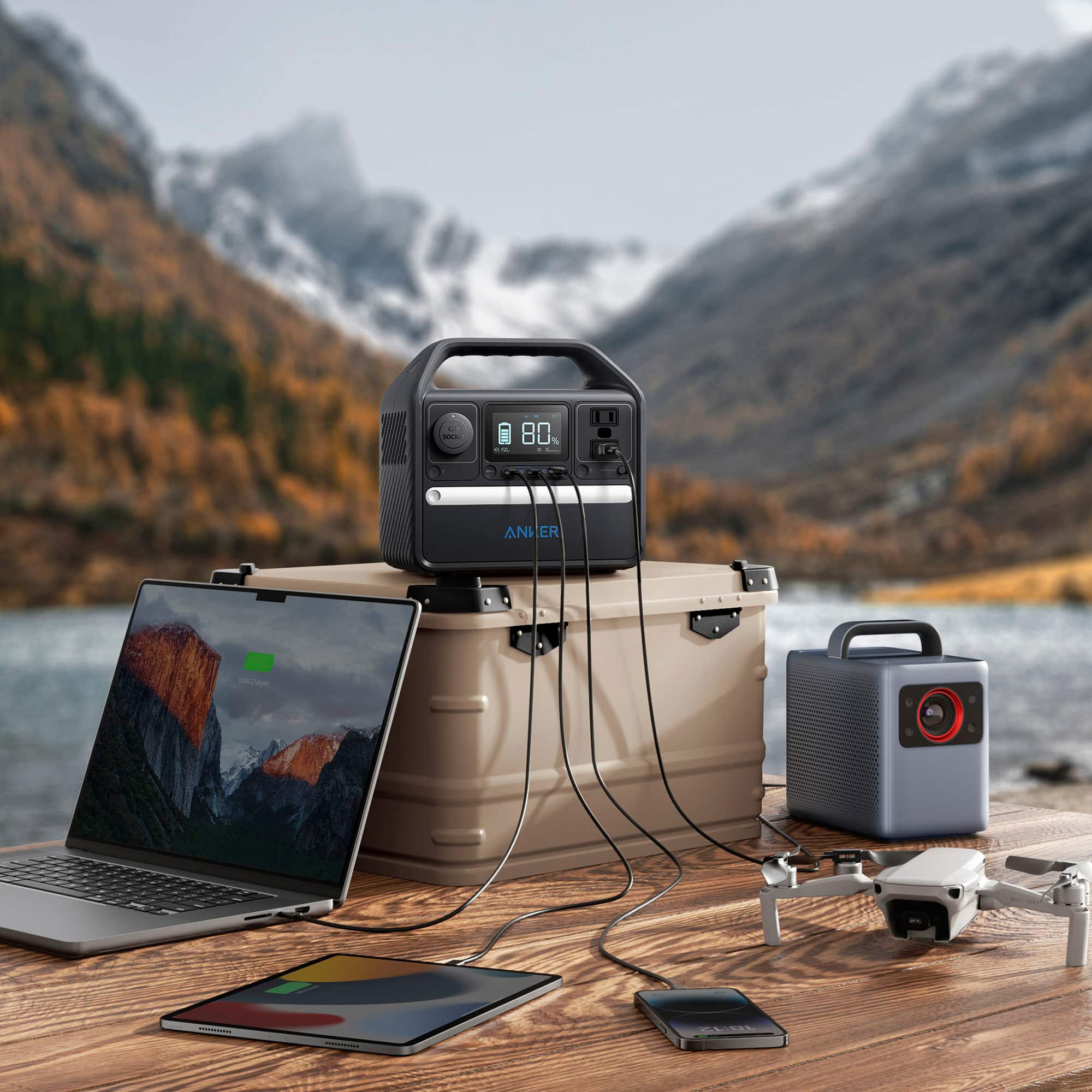 Alt View 12. Anker - SOLIX 522 Portable Power Station 299Wh Quiet & Eco-friendly Battery Powered Generator for Camping, Emergency Home Backup - Black.