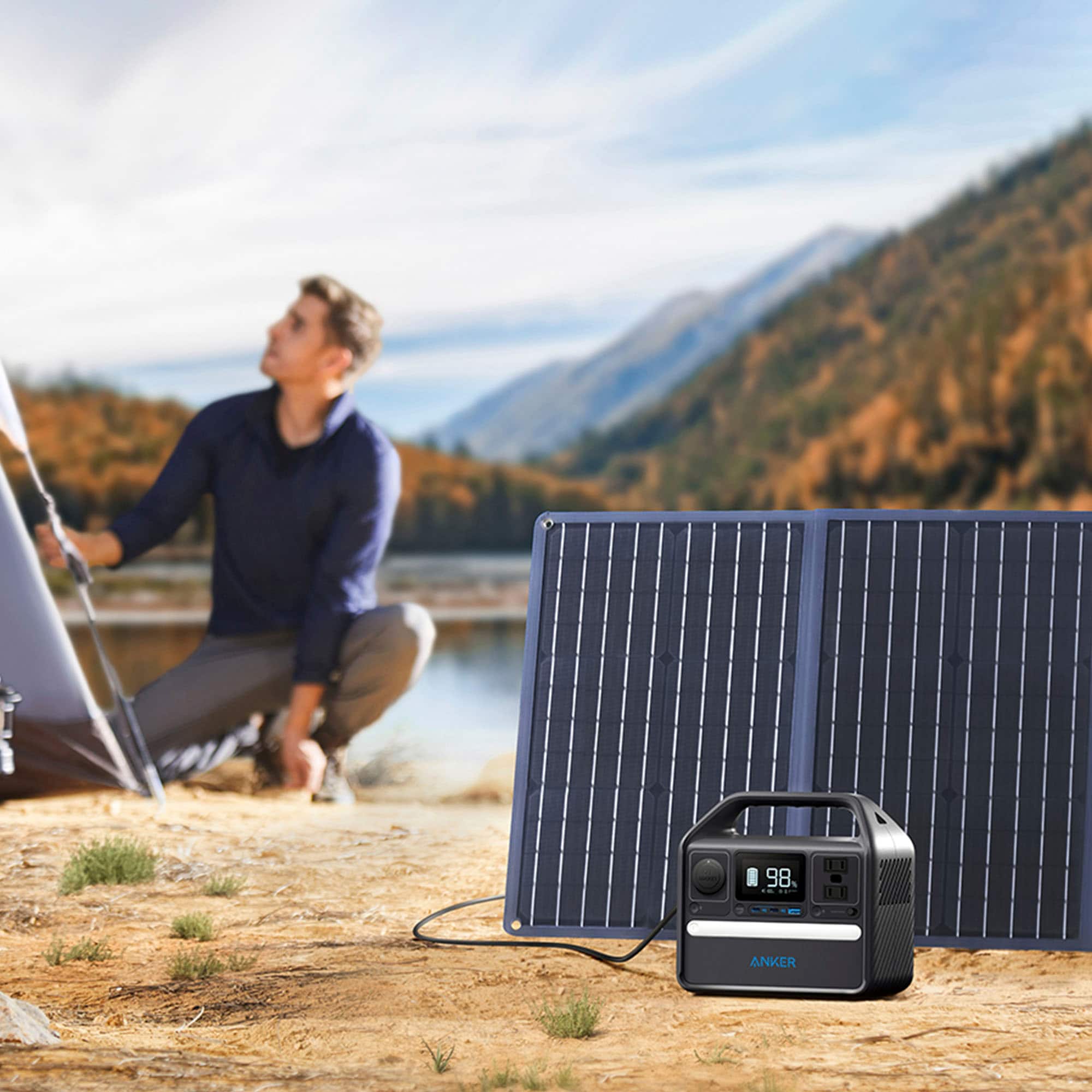Alt View 13. Anker - SOLIX 522 Portable Power Station 299Wh Quiet & Eco-friendly Battery Powered Generator for Camping, Emergency Home Backup - Black.