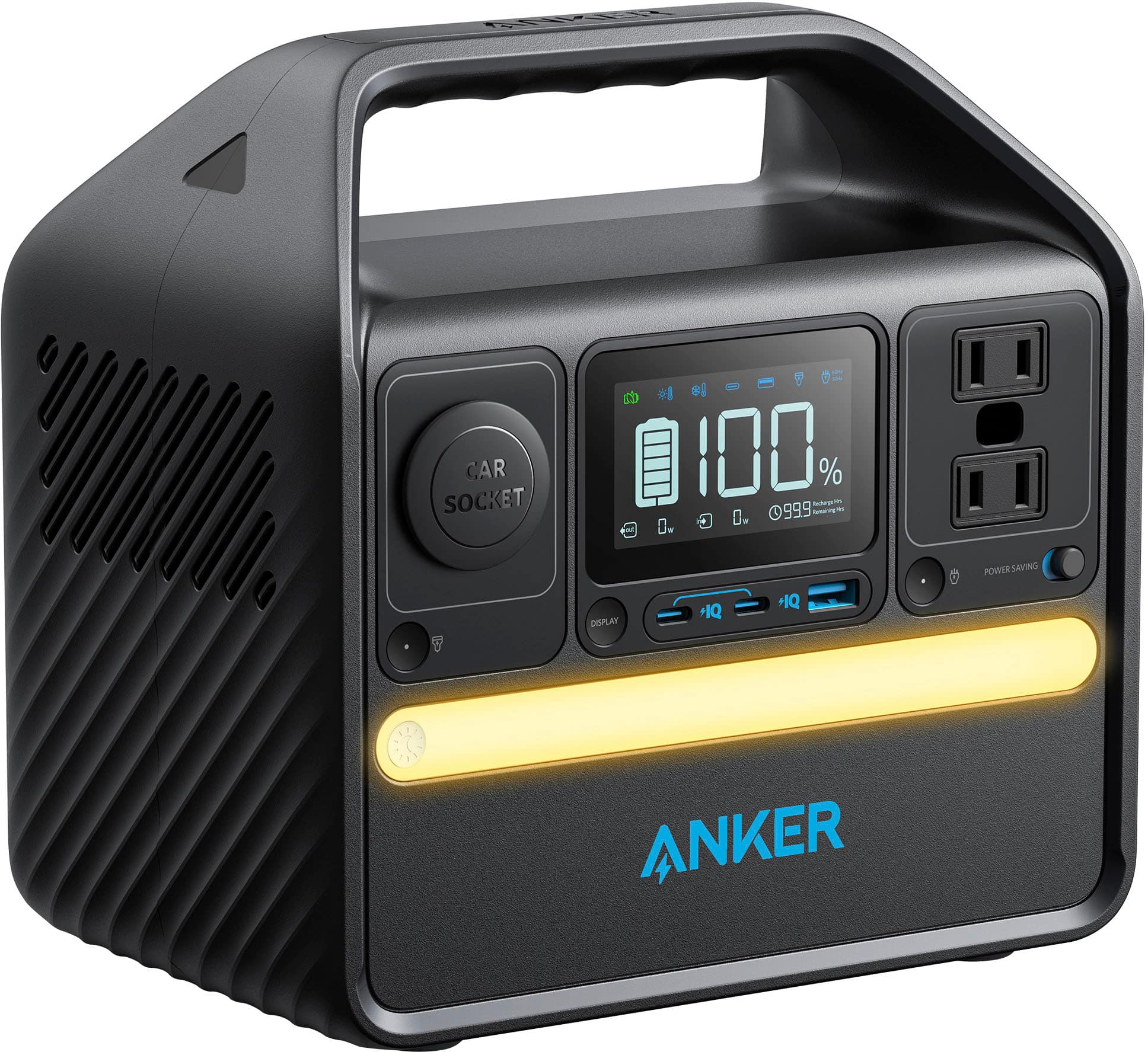 Alt View 1. Anker - SOLIX 522 Portable Power Station 299Wh Quiet & Eco-friendly Battery Powered Generator for Camping, Emergency Home Backup - Black.