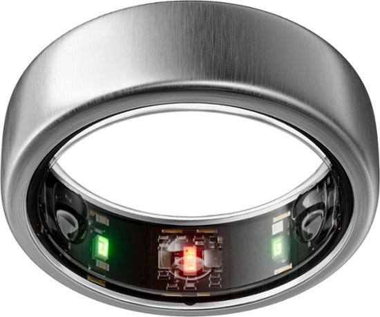 Front. Oura - Oura Ring Gen3 - Horizon - Size Before You Buy - Size 12 - Brushed Titanium.
