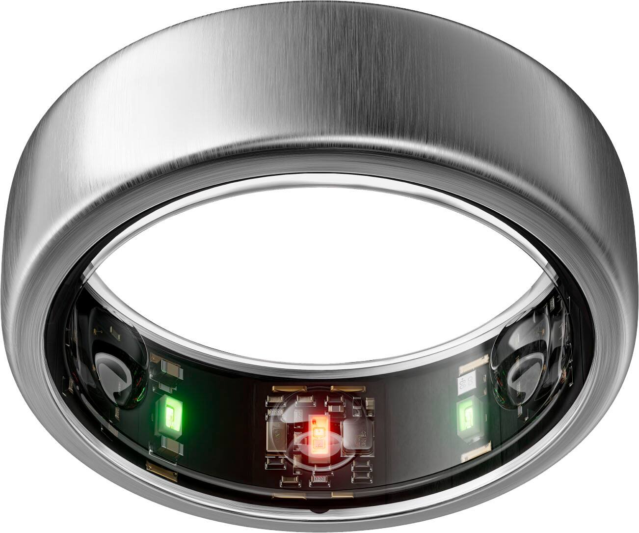 Front. Oura - Oura Ring Gen3 - Horizon - Size Before You Buy - Size 8 - Brushed Titanium.