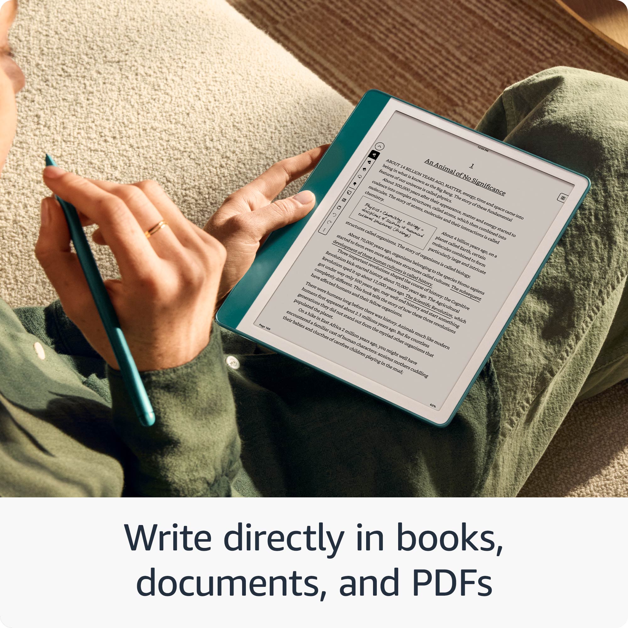 Write directly in books, documents, and PDFs.