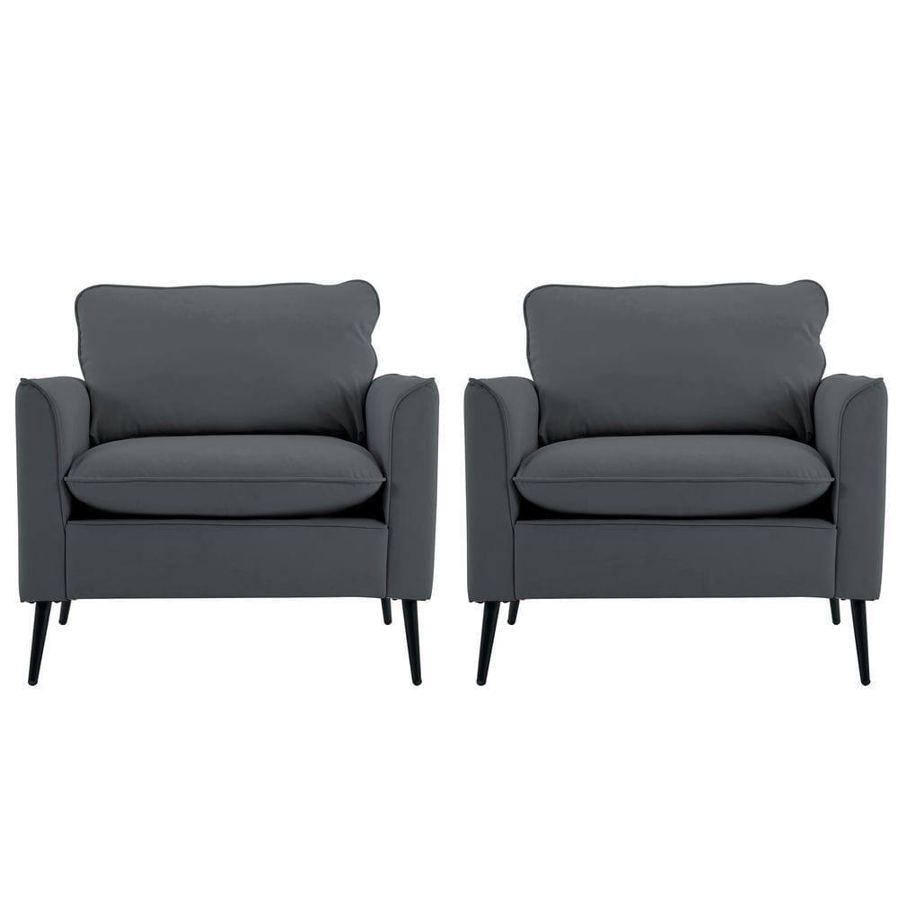 Angle. Kadyn - Faux Leather Upholstered 2-Piece Sofa Set, Nordic Retro Style Casual Sofa Chair for Living Room, Light Gray - Gray.