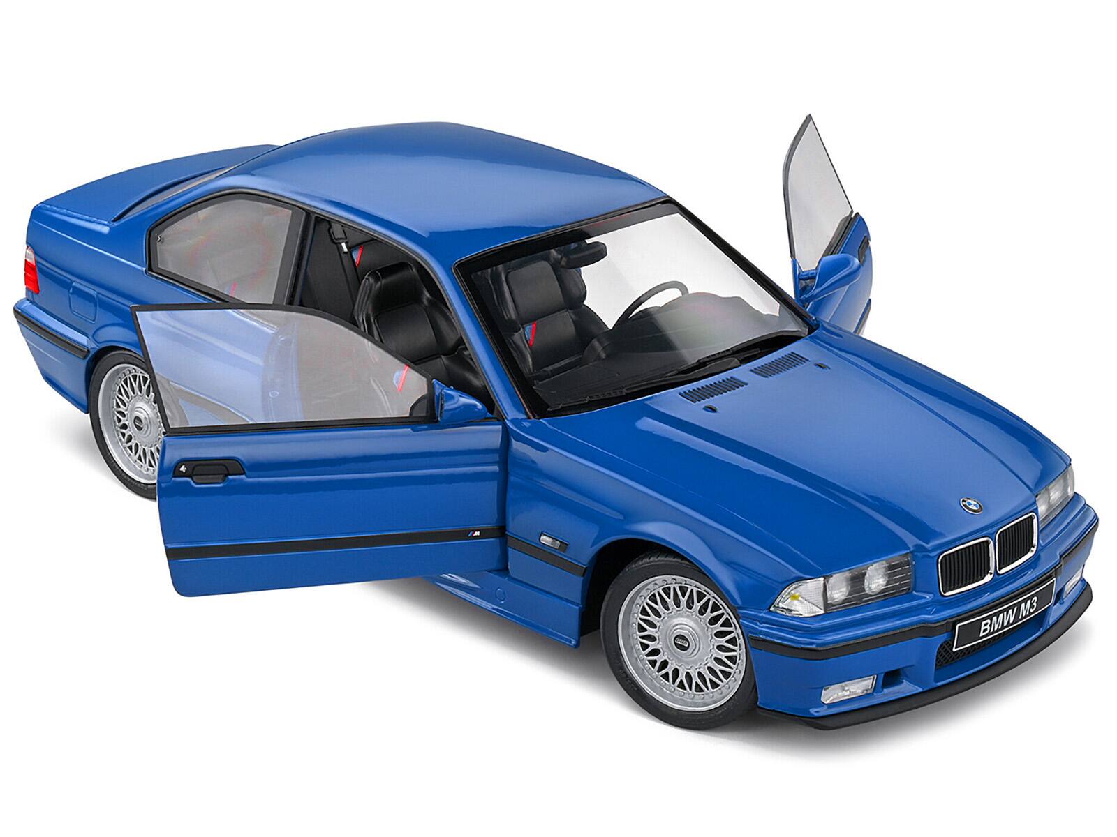 Angle. Solido - 1996 BMW E36 M3 Coupe Santorin Blue 1/18 Diecast Model Car by Solido - Blue.