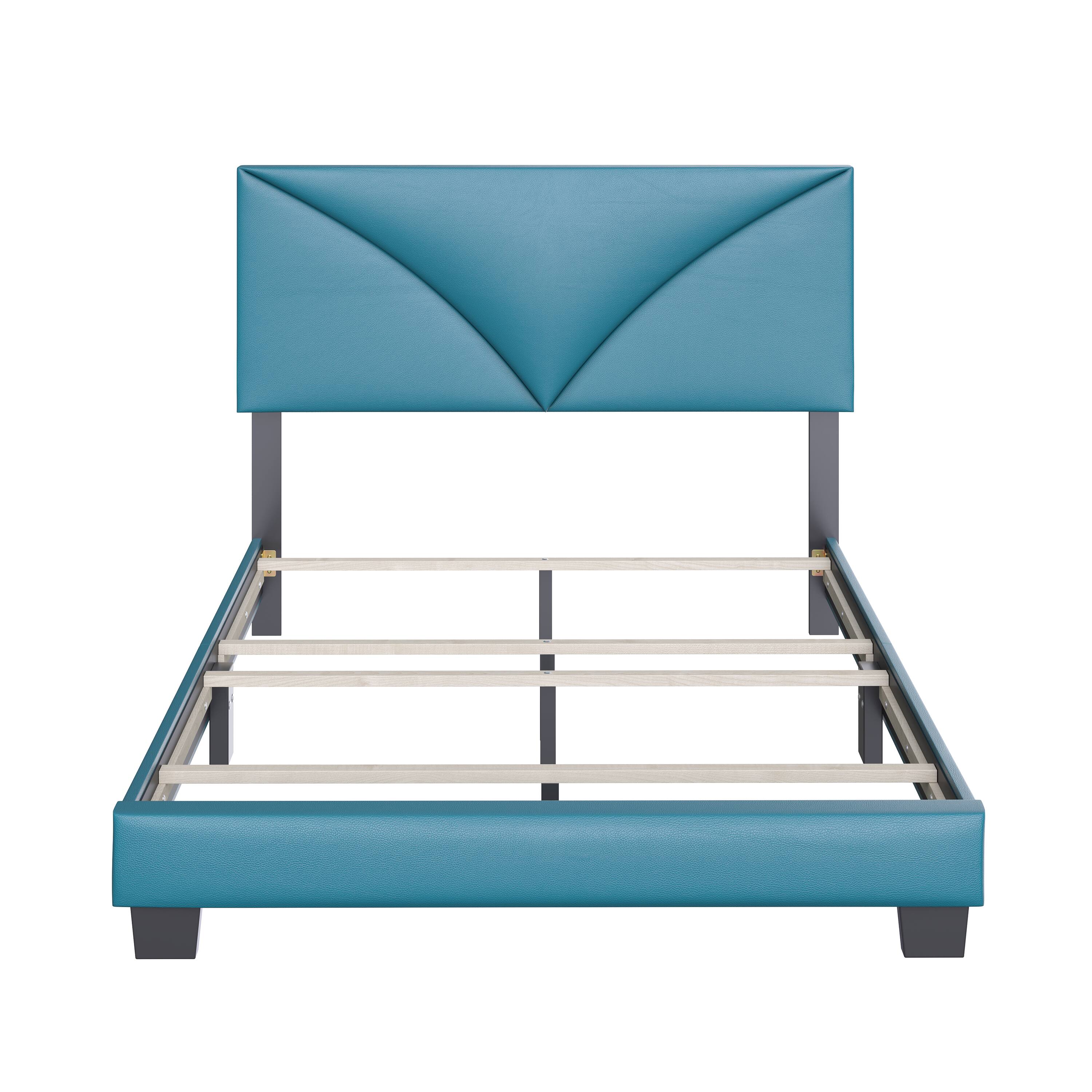 Alt View 1. Boyd Sleep - Cornerstone Upholstered Platform Bed Frame, 4 Slat Wood Support System, Box Spring Required, Full - Teal.