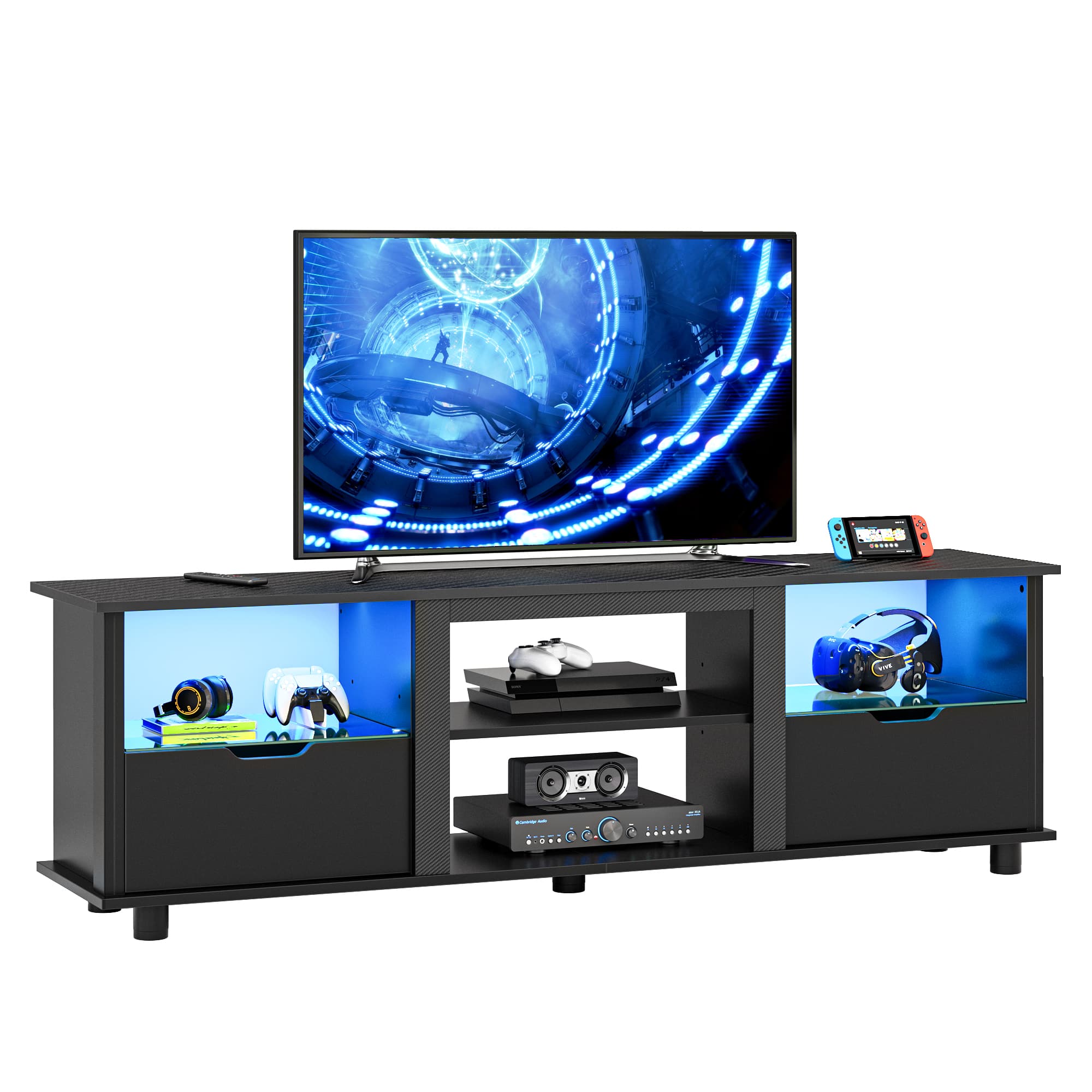 Best Buy: Bestier 70'' Gaming TV Stand with Storage, LED