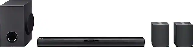 Front. LG - 4.1 ch Sound Bar with Wireless Subwoofer and Rear Speakers - Black.