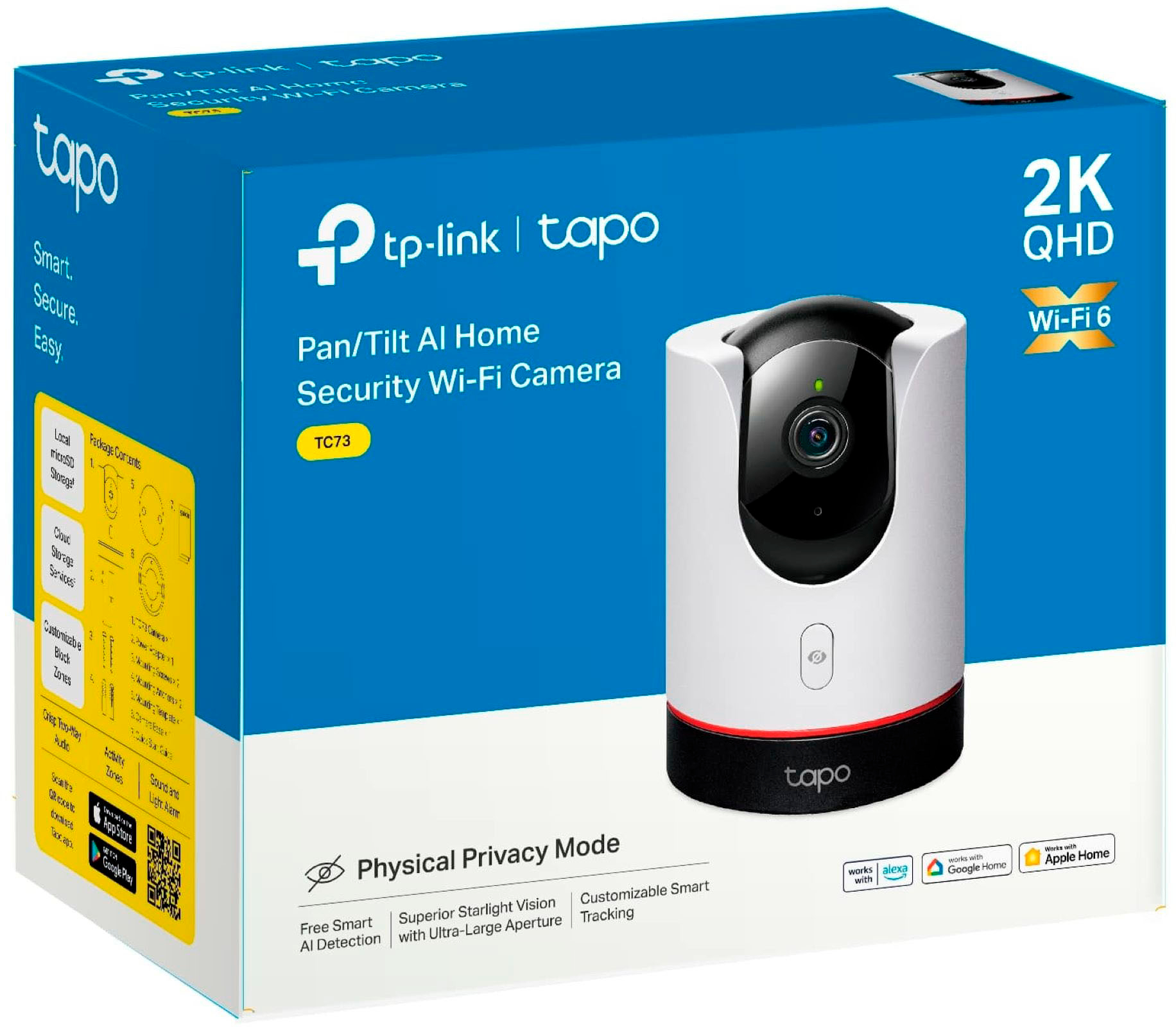 TP-Link Tapo Pan-Tilt Indoor 2K Wi-Fi Security Plug-In Camera with Privacy  Control and Smart Motion Tracking White Tapo TC73 - Best Buy