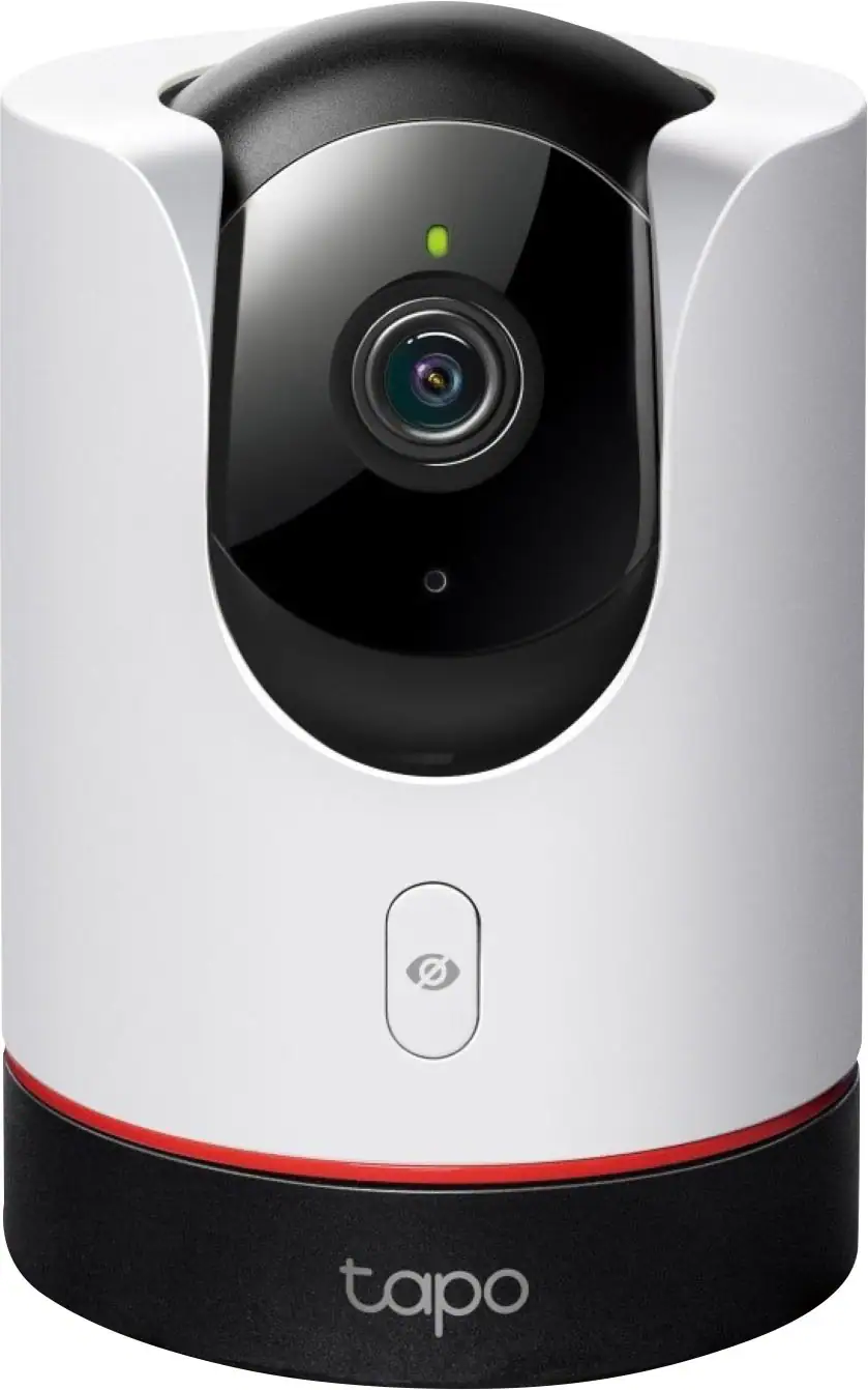 Front. TP-Link - Tapo Pan-Tilt Indoor 2K Wi-Fi Security Plug-In Camera with Privacy Control and Smart Motion Tracking - No Monthly Fees - White.
