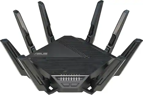 Front. ASUS - BE96U Tri-Band Wifi 7 Router - Black.