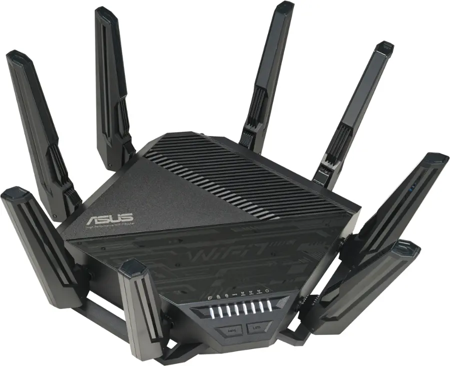 Left. ASUS - BE96U Tri-Band Wifi 7 Router - Black.