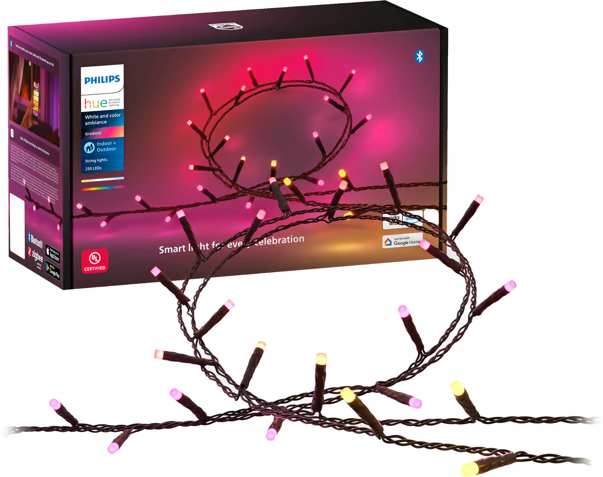 Front. Philips - Hue Festavia 65-Foot 250-LED Smart String Lights - White and Color Ambiance.