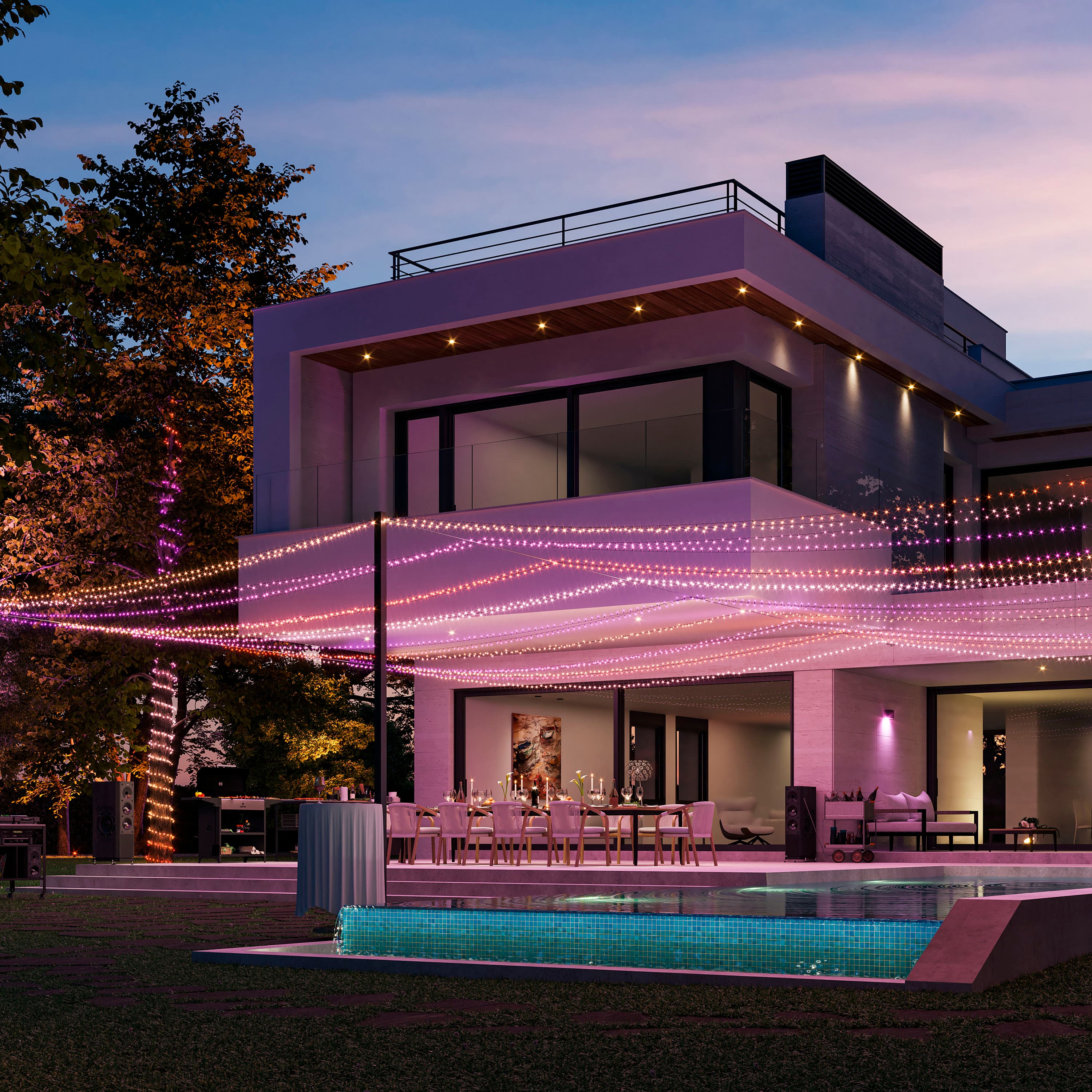 Alt View 12. Philips - Hue Festavia 130-Foot 500-LED Smart String Lights - White and Color Ambiance.