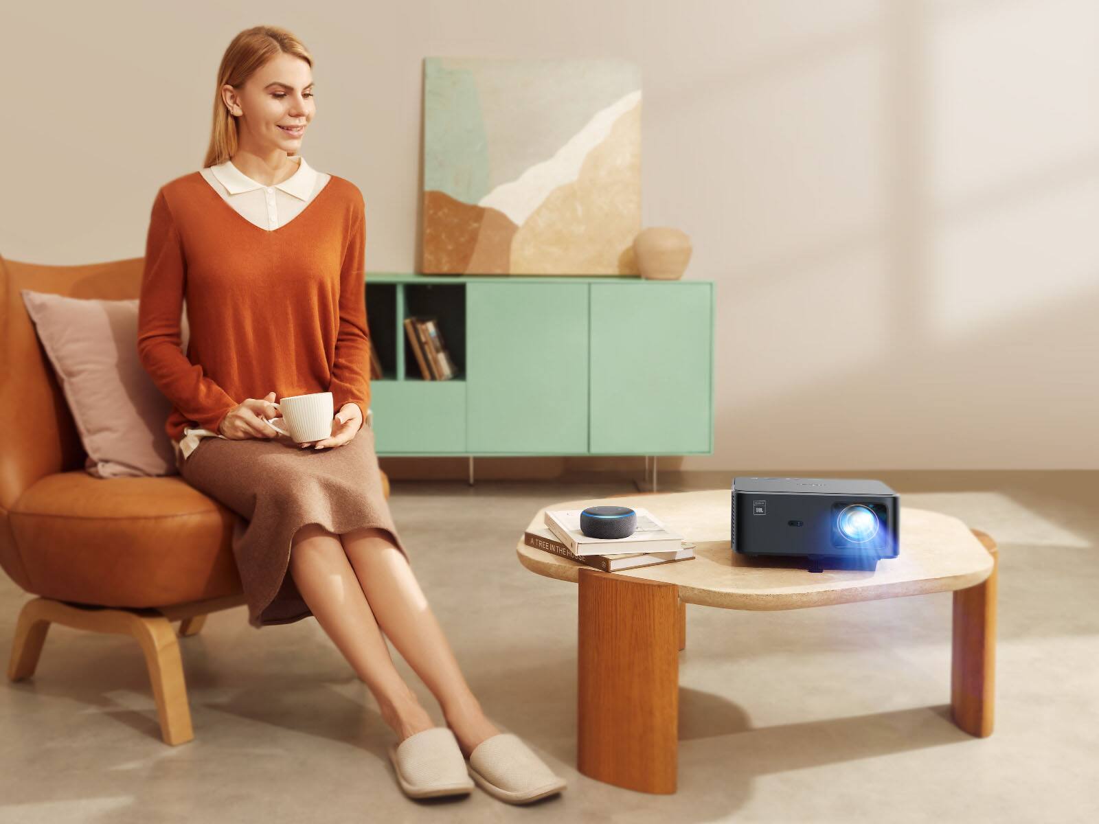 Alt View 10. Yaber - Yaber K2s 1000 ANSI WiFi 6 Bluetooth Projector, JBL, Dolby Audio, Auto Focus & Keystone, 1080P 4K Supported Projector - Black.