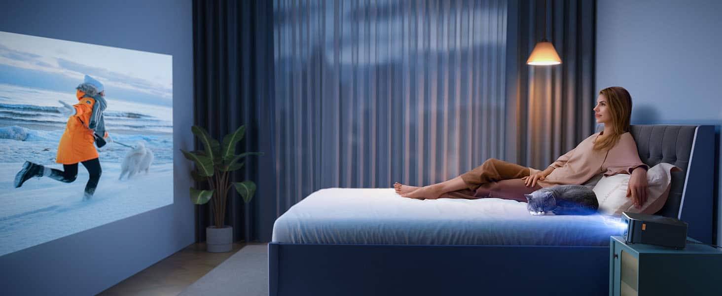 Alt View 15. Yaber - Yaber K2s 1000 ANSI WiFi 6 Bluetooth Projector, JBL, Dolby Audio, Auto Focus & Keystone, 1080P 4K Supported Projector - Black.