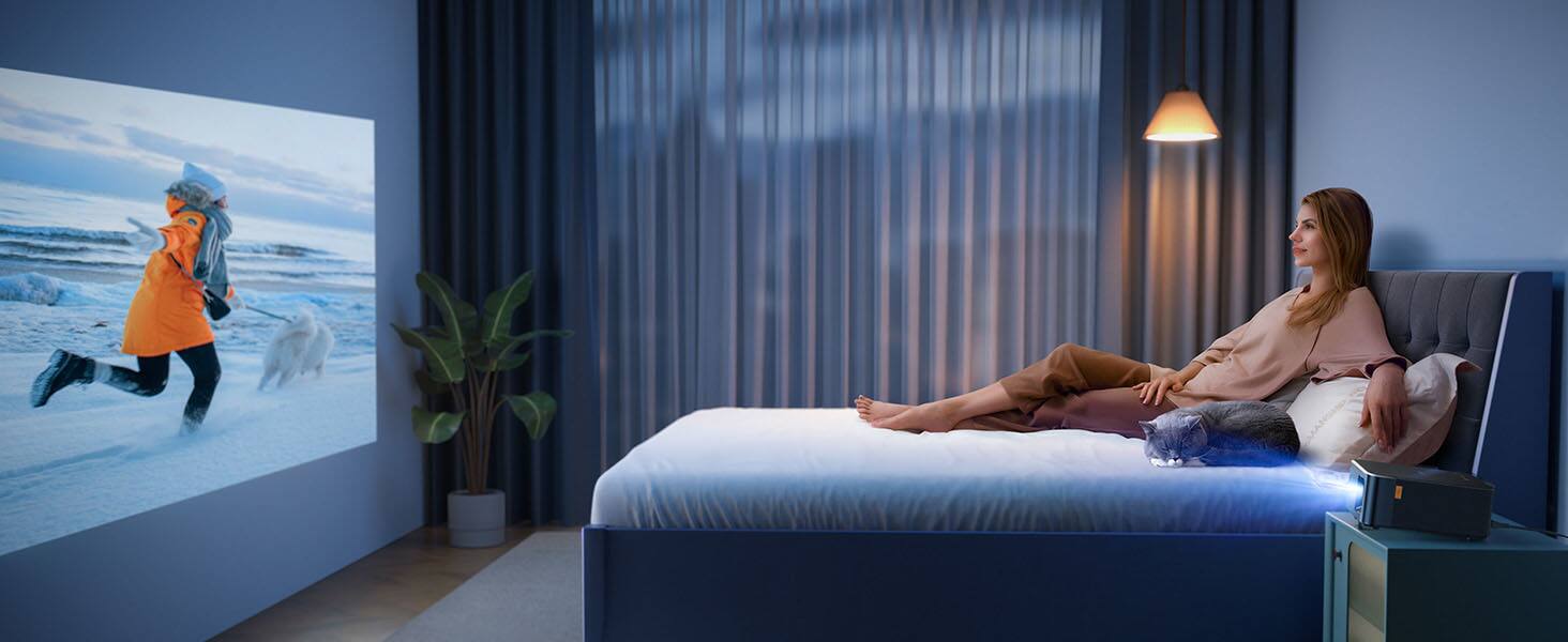 Alt View 15. Yaber - Yaber K2s 1000 ANSI WiFi 6 Bluetooth Projector, JBL, Dolby Audio, Auto Focus & Keystone, 1080P 4K Supported Projector - Black.