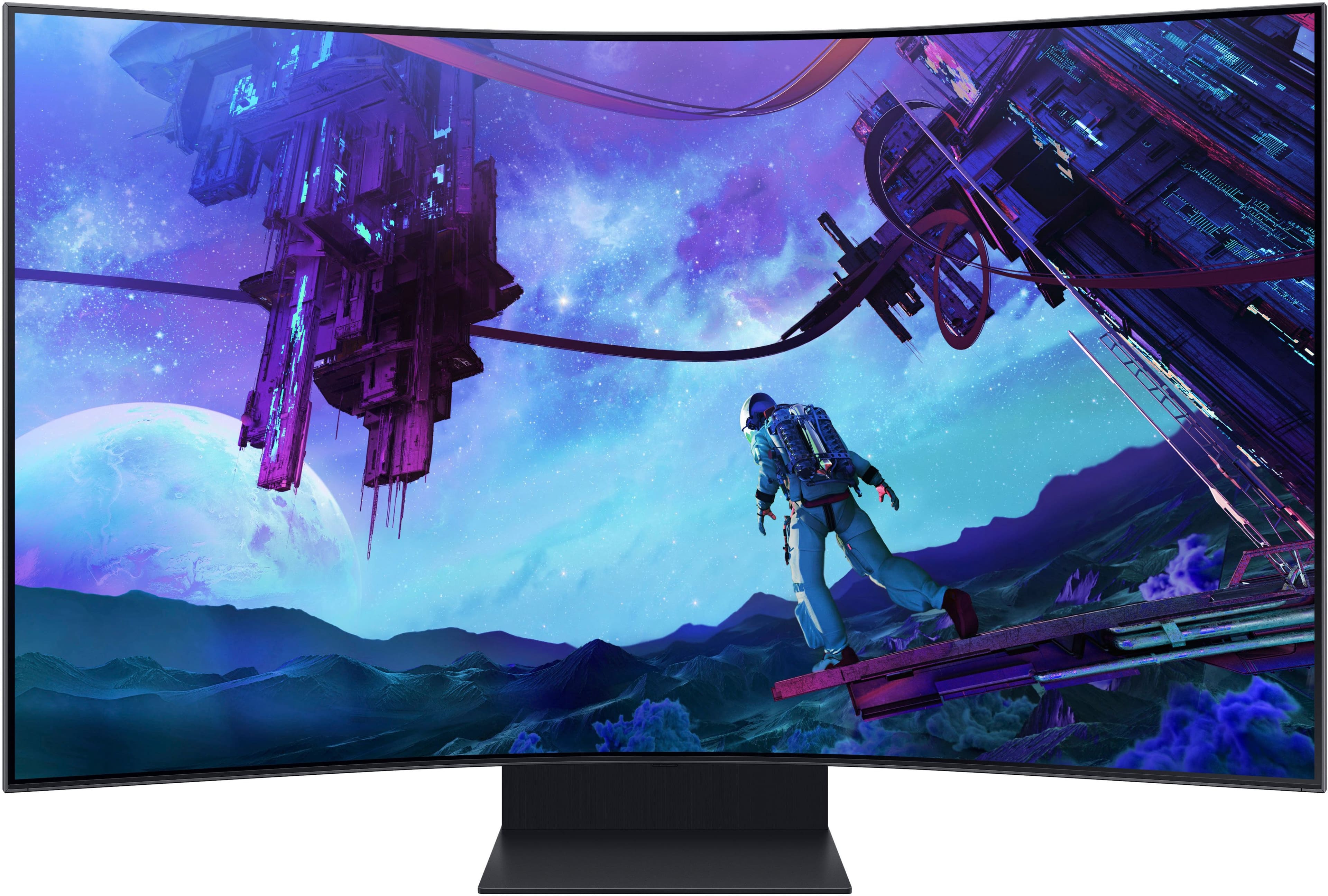 Alt View 12. Samsung - Odyssey Ark 2nd Gen. 55" Curved 4K UHD Quantum Mini-LED FreeSync Prem Pro 1ms GTG Gaming Screen - Black.