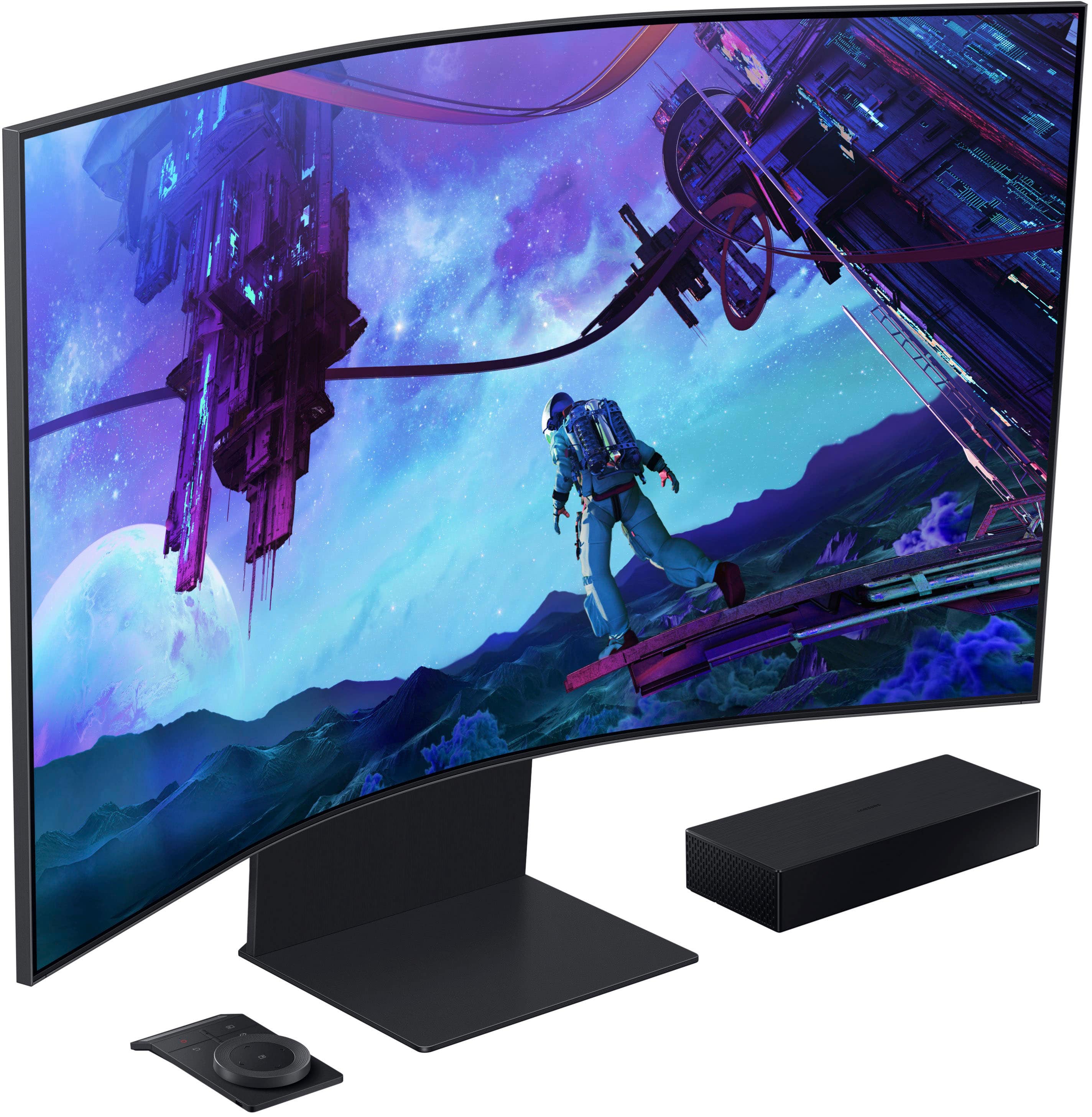 Alt View 14. Samsung - Odyssey Ark 2nd Gen. 55" Curved 4K UHD Quantum Mini-LED FreeSync Prem Pro 1ms GTG Gaming Screen - Black.