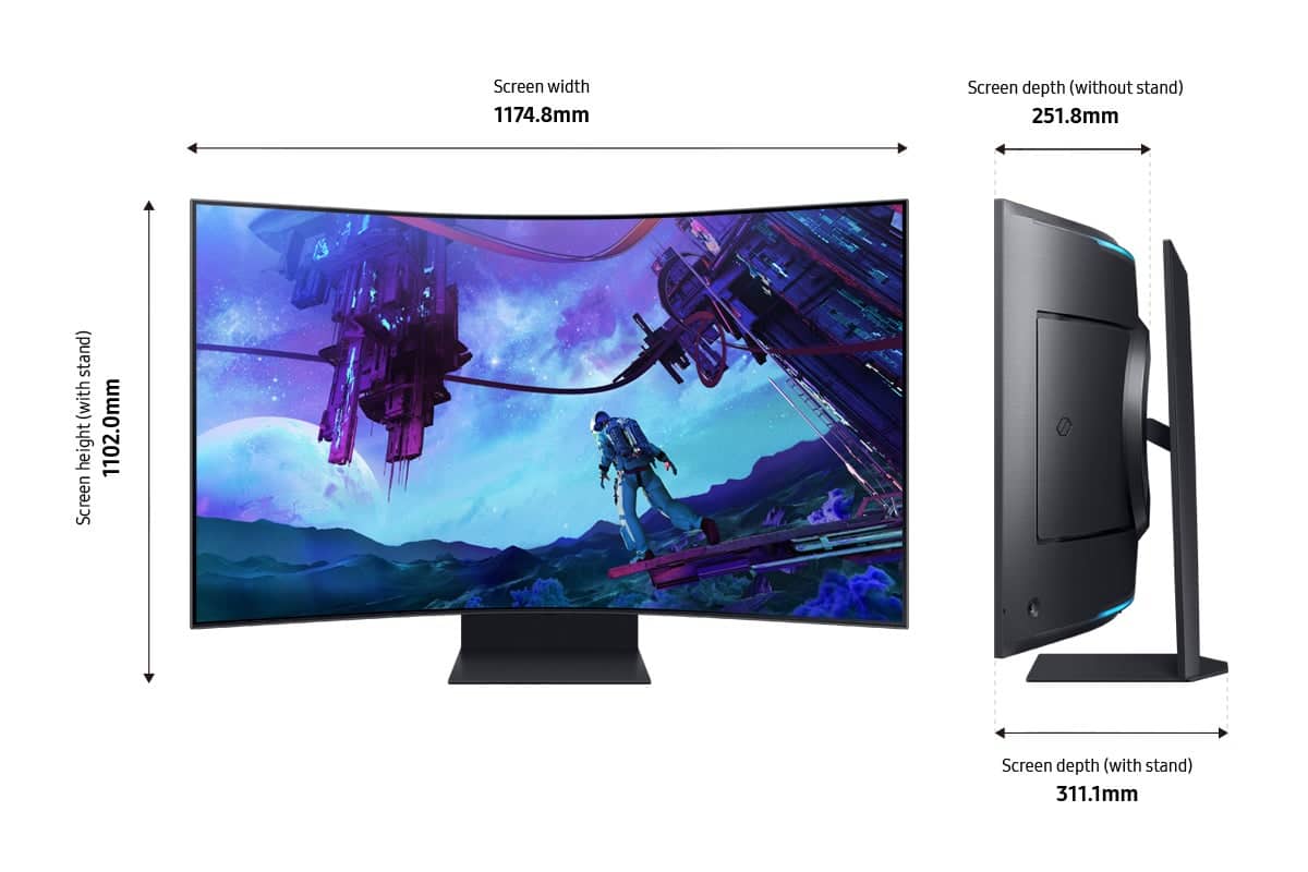Alt View 15. Samsung - Odyssey Ark 2nd Gen. 55" Curved 4K UHD Quantum Mini-LED FreeSync Prem Pro 1ms GTG Gaming Screen - Black.