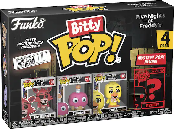 Front. Funko - Bitty POP! Five Nights at Freddy’s 4-pack- Foxy, Cupcake, Chica, and a Mystery Character.