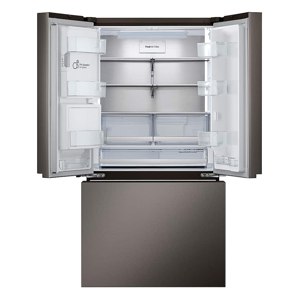 Alt View 1. LG - Standard-Depth MAX 30.7 Cu. Ft. French Door Smart Refrigerator with Tall Ice and Water Dispenser - Black Stainless Steel.