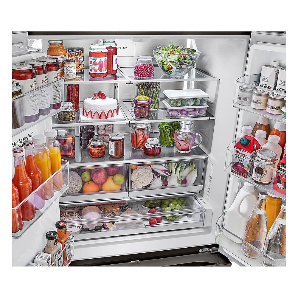 Alt View 26. LG - Standard-Depth MAX 30.7 Cu. Ft. French Door Smart Refrigerator with Tall Ice and Water Dispenser - Black Stainless Steel.