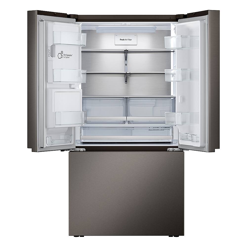 Alt View 2. LG - Standard-Depth MAX 30.7 Cu. Ft. French Door Smart Refrigerator with Tall Ice and Water Dispenser - Black Stainless Steel.