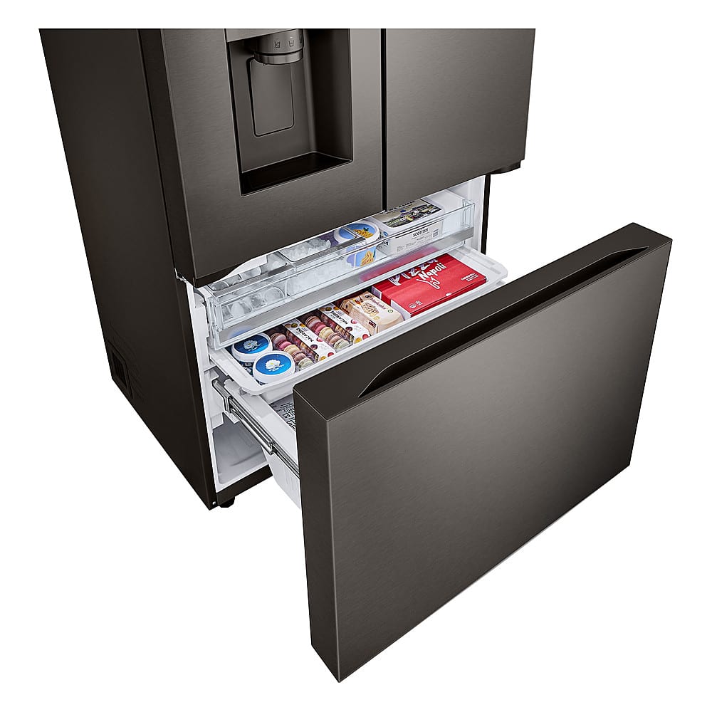 Alt View 32. LG - Standard-Depth MAX 30.7 Cu. Ft. French Door Smart Refrigerator with Tall Ice and Water Dispenser - Black Stainless Steel.