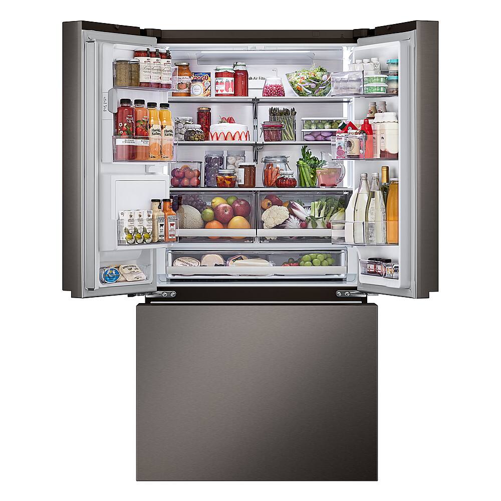 Alt View 3. LG - Standard-Depth MAX 30.7 Cu. Ft. French Door Smart Refrigerator with Tall Ice and Water Dispenser - Black Stainless Steel.