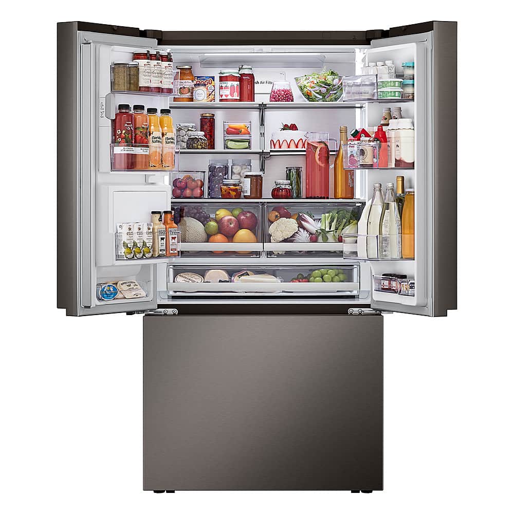 Alt View 5. LG - Standard-Depth MAX 30.7 Cu. Ft. French Door Smart Refrigerator with Tall Ice and Water Dispenser - Black Stainless Steel.