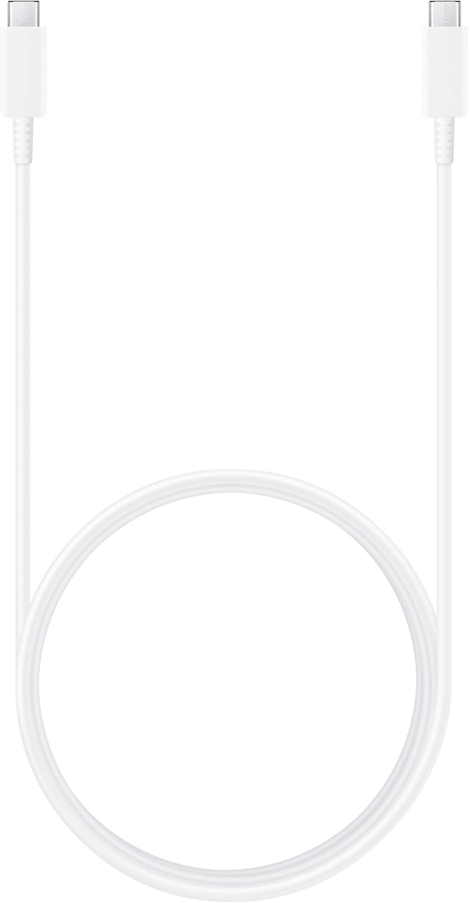 Front. Samsung - 65W 6' USB Type C-to-USB Type C Device Cable - White.