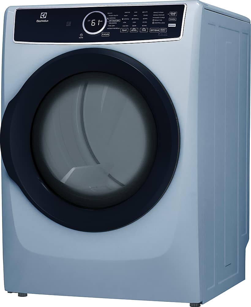 Angle. Frigidaire - 8.0 Ct. Ft. Gas Dryer with Steam and Instant Refresh - Glacier Blue.