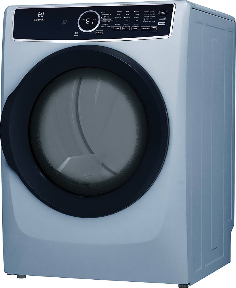 Angle. Frigidaire - 8.0 Ct. Ft. Gas Dryer with Steam and Instant Refresh - Glacier Blue.