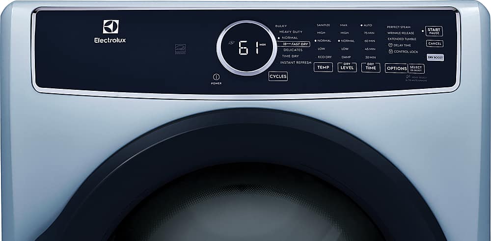 Alt View 6. Frigidaire - 8.0 Ct. Ft. Gas Dryer with Steam and Instant Refresh - Glacier Blue.